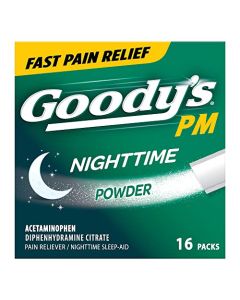Goody's PM Nighttime Powder, Acetaminophen 500mg, Dissolve Packs For Pain with Sleeplessness, 16 Individual Packets