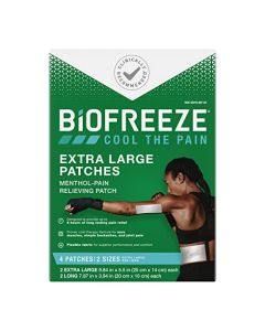 Biofreeze XL Menthol Pain Relieving Patches, 4 Patches 2 Sizes Up To 8 Hours Of Long Lasting Pain Relief Associated With Sore Muscles, Arthritis, Simple Backaches, And Joint Pain (Packaging May Vary)