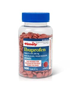 Timely - Ibuprofen 200mg - 500 Tablets - Compared to Advil Tablets - Pain Relief Tablets and Fever Reducer for Adults - for Headache Relief, Menstrual Pain, Tooth and Muscular Aches