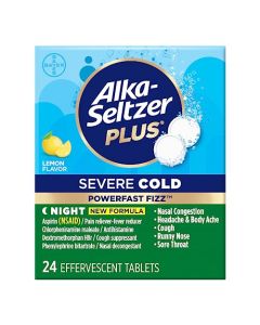 Alka-Seltzer Plus Severe Night Cold PowerFast Fizz Effervescent Tablets 24 Count