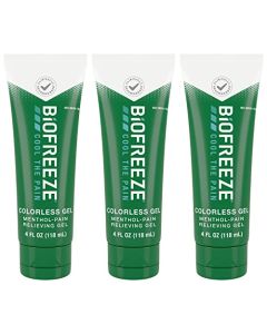 Biofreeze 13872 Menthol Pain Relieving Gel Colorless Gel, 4 FL oz Tube, Arthritis, Simple Backaches and Joint Pain, Pack of 3