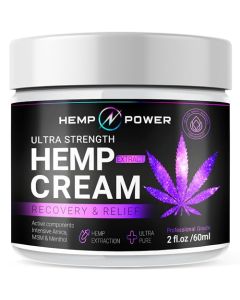 HEMP POWER Joint Muscle Relief Cream, with Hemp, Menthol, MSM Arnica, Support Your Back, Muscles, Joints, Neck, Shoulder, Knee, Nerves - 2 Fl Oz.
