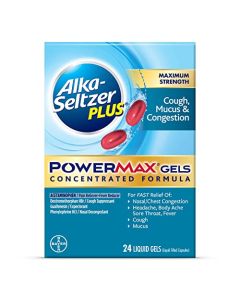 Alka-Seltzer Plus Maximum Strength Cough, Mucus & Congestion Powermax Liquid Gels, 24 Count