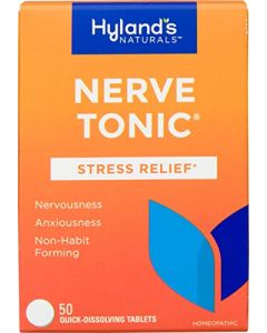 Hyland's Naturals Nerve Tonic Stress Relief Tablets, Natural Relief of Restlessness, Nervousness and Irritability Symptoms, Non-Habit Forming, Quick Dissolving Tablets, 50 Count