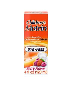 Motrin Children's Oral Suspension 100mg Ibuprofen Medicine, NSAID Fever Reducer & Pain Reliever for Minor Aches & Pains Due to Cold & Flu, Dye Free, Alcohol-Free, Berry Flavored, 4 fl. oz