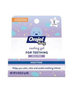 Orajel Baby Nighttime Cooling Gel for Teething, Drug-Free, 1 Pediatrician Recommended Brand for Teething, One .18oz Tube