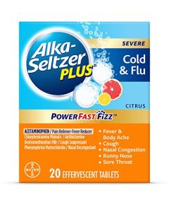 Alka-Seltzer Plus Severe Non-Drowsy Cold & Flu PowerFast Fizz Citrus Effervescent Tablets 20 Count (Pack of 1)