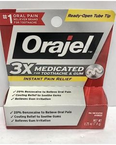 Orajel Severe Triple Medicated Instant Pain Relief 0.25 Ounce Gel (7ml) (2 Pack)