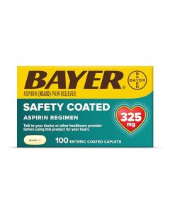 Bayer Aspirin Pain Reliever/Fever Reducer, Adult Low Strength Regimen, 100-Count Caplets