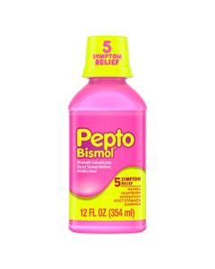 Pepto Bismol Liquid for Nausea, Heartburn, Indigestion, Upset Stomach, and Diarrhea Relief, Original Flavor 12 oz