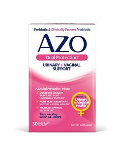 AZO Dual Protection | Urinary + Vaginal Support* | Prebiotic Plus Clinically Proven Women's Probiotic | Starts Working Within 24 Hours | Non-GMO | 30 Count