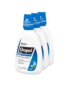 Orajel Nonseptic Mouth Sore Rinse 16oz, Soothing Mint Flavor, Provides Pain Relief, Promotes Healing, 3-Pack