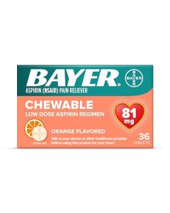 Bayer, Chewable Low Dose Aspirin 81 mg Tablets 36ct Orange, (Pack of 6)