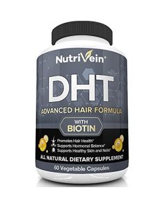 Nutrivein DHT Blocker with Biotin - Boosts Hair Growth & New Follicle Growth for Men and Women - 30 Day Supply (60 Capsules, Two Daily)