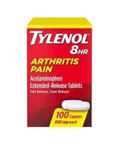 Tylenol 8HR Arthritis Pain Relief Caplets, 650 mg Acetaminophen Pain Relief Pills for Minor Arthritis Pain & Joint Pain, Fever Reducer, Oral Pain Reliever for Joint Pain; 100 ct.; Pack of 1