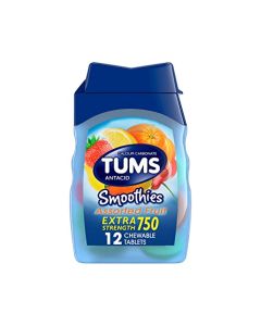 TUMS Smoothies Extra Strength Antacid Chewable Tablets for Heartburn Relief, Assorted Fruit - 12 Count