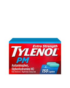 Tylenol PM Extra Strength Nighttime Pain Reliever & Sleep Aid Caplets, 500 mg Acetaminophen & 25 mg Diphenhydramine HCl, Relief for Nighttime Aches & Pains, Non-Habit Forming, 150 ct