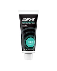 Bengay Lidocaine Cream, Pain Reliever, Pain Relief Cream, Non-Greasy Topical Analgesic, Numbing Relief, Maximum Strength 4% Lidocaine HCI; Tropical Jasmine Scent, 3 oz.; Pack of 1