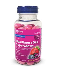 Amazon Basic Care Heartburn & Gas SuperChews Chewable Tablets, Mixed Berry, 82 Count (Previously SoundHealth)