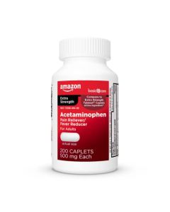 Amazon Basic Care Extra Strength Pain Relief, Acetaminophen Caplets, 500 mg, 200 Count
