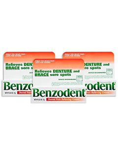Benzodent Dental Pain Relieving Cream 0.25 Oz (3 Pack)