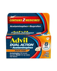 Advil Dual Action Back Pain Caplets Delivers 250mg Ibuprofen and 500mg Acetaminophen Per Dose for 8 Hours of Back Pain Relief - 144 Count