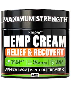 Natural Hemp Cream with Turmeric, Msm, Arnica - Hemp Cream Maximum Strength for Discomfort in Back, Hips, Joints, Knees, Elbows - Maximum Joint Support with Hemp Oil Extract Gel - 4 oz