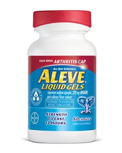 Aleve Liquid Gels with Easy Open Arthritis Cap, Naproxen Sodium Capsules 220 mg (NSAID), Pain Reliever/Fever Reducer, Fast Pain Relief, 80 Count