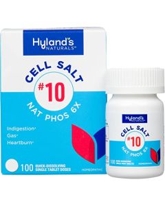 Hyland's Naturals No.10 Cell Salt NAT Phos 6X Tablets, Natural Relief of Heartburn, Gas, and Indigestion, Quick Dissolving Tablets, 100 Count