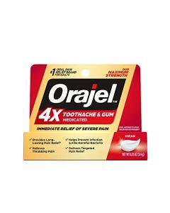 Orajel 4X for Toothache & Gum Pain: Severe Cream Tube 0.33oz- From Oral Pain Relief Brand