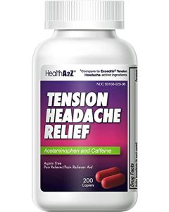 HealthA2Z® Tension Headache Relief | Acetaminophen 500mg | Caffeine 65mg | Pain Reliever Aid | Aspirin Free (200 caplets (Pack of 1))