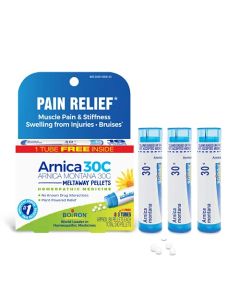 Boiron Arnica Montana 30C Homeopathic Medicine for Relief from Muscle Pain, Muscle Stiffness, Swelling from Injury, and Discoloration from Bruises - 3 Count (240 Pellets)