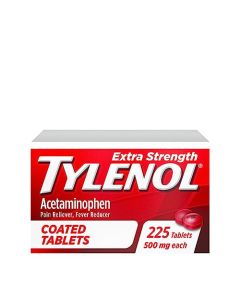 Tylenol Extra Strength Coated Tablets, Acetaminophen Adult Pain Relief & Fever Reducer, 225 ct