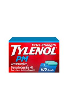 Tylenol PM Extra Strength Nighttime Pain Reliever & Sleep Aid Caplets, 500 mg Acetaminophen & 25 mg Diphenhydramine HCl, Relief for Nighttime Aches & Pains, Non-Habit Forming, 100 ct