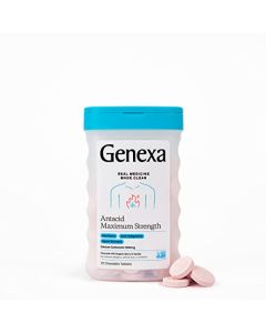 Genexa Antacid Maximum Strength - 72 Tablets - Calcium Carbonate Acid Reducer, Non-GMO, Certified Gluten-Free, Free of Talc, Free of Artifical Dyes & Parabens