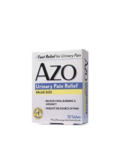 AZO Urinary Pain Relief, Dietary Supplement, Contains 95 mg Phenazopyridine Hydrochloride The #1 Ingredient Prescribed by Doctors Pharmacists Specifically for Urinary Discomfort†, 30 Count