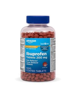 Amazon Basic Care Ibuprofen Tablets, Fever Reducer and Pain Relief from Body Aches, Headache, Arthritis and More, 1000 Count