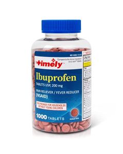 Timely - Ibuprofen 200mg - 1000 Tablets - Compared to Advil Tablets - Pain Relief Tablets and Fever Reducer for Adults - for Headache Relief, Menstrual Pain, Tooth and Muscular Aches