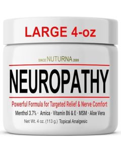 Neuropathy Nerve Cream - Now Paraben-Free, for Feet, Hands, Legs, Toes, Back, Ultra Strength Arnica, MSM, Menthol, Soothing Natural Nerve Comfort Large 4 oz