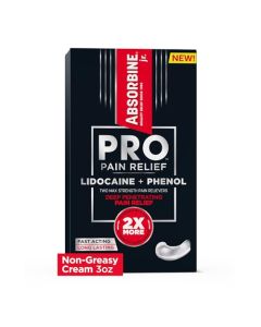 Absorbine Jr. PRO Max Strength Lidocaine Cream, Maximum Strength Numbing Pain Relief with Phenol for Fast-Acting Relief of Nerve Pain, Muscle Aches, and Joint Discomfort, Non-Greasy Formula, 3oz. Tube