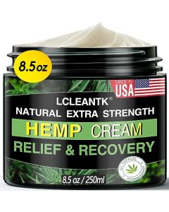 8.5 oz Natural Hemp Cream - Instant Hemp Cream with Hemp, Arnica, MSM, Turmeric, Emu Oil, Menthol, Aloe, Rosemary oil, Boswellia, Big Capacity Hemp Cream - All-Natural Formula - Absorbs Quickly