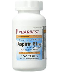 PHARBEST Aspirin 81mg - 1000 Tablets