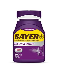 Bayer Back and Body Extra Strength Aspirin 500mg, Aspirin Plus 32.5 mg Caffeine Pain Reliever, Powerful Back and Body Pain Relief, 200 Coated Caplets