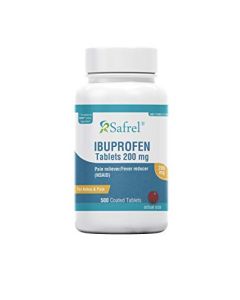 Safrel Ibuprofen Tablets 200 mg (NSAID), 500 Count, Pain Reliever/Fever Reducer | Toothache, Headache, Muscle Aches, Menstrual Cramps, Back & Arthritis Pain Relief | Value Pack