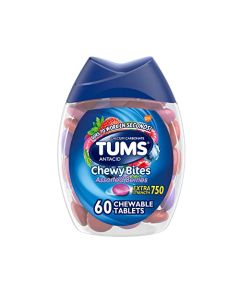 TUMS Chewy Bites Antacid Tablets for Chewable Heartburn Relief and Acid Indigestion Relief, Assorted Berries - 60 Count