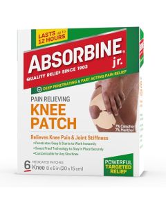 Absorbine Jr. Knee Pain Relief Patches, Pain Patch with Menthol for Knee Pain, Cramps and Joint Pain, 6 Count, White