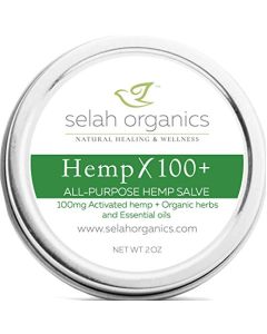 100mg Organic Hemp Salve | Fast Acting Plant-Based Hemp Balm | Muscle, Joint & Nerve Support | Extended Release, Long Lasting, Concentrated Formula | 2oz | Selah Organics
