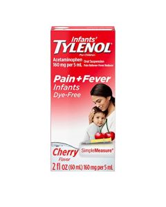 Tylenol Infants' Liquid Medicine with Acetaminophen Pain + Fever Relief DyeFree fl, Red, Cherry, 2 Fl Oz