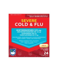 Rite Aid Severe Flu and Cold Relief Caplets - 24 Count | Pain Relief | Congestion Relief | Fever Reducer | Sinus Medicine for Adults | Decongestants for Adults | Cold and Flu Medicine for Adults