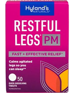 Hyland's Naturals Restful Legs PM Tablets, Nighttime Formula, Natural Itching, Crawling, Tingling & Leg Jerk Relief So You Can Sleep, Quick Dissolving Tablets, 50 Count